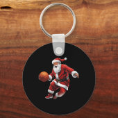Basketbal Santa Slam Dunk Lelijke Kerst Sleutelhanger (Voorkant)