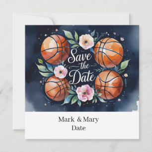 Basketbal Save the date met basketbal op het veld