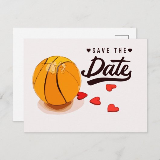 Basketbal Save the Date Trouwfeest Uitnodiging Briefkaart (Voorkant / Achterkant)