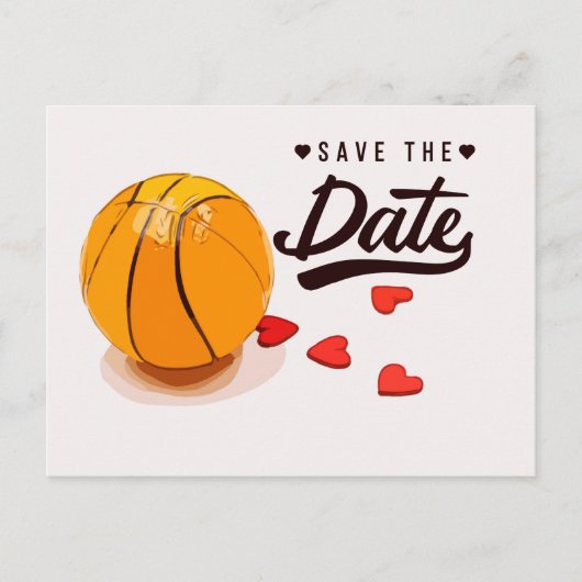 Basketbal Save the Date Trouwfeest Uitnodiging Briefkaart (Voorkant)