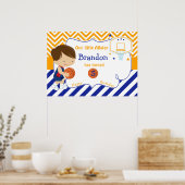 Basketbal Schattige Brunette Boy Verjaardag Poster (Keuken)