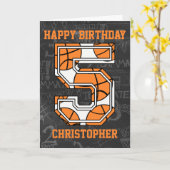 Basketbal schoolbord 5e verjaardag kaart (Gele Bloem)