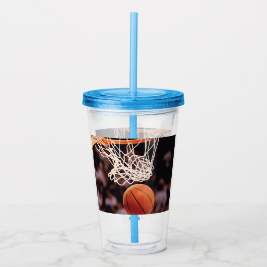 Basketbal scoren acryl drinkbeker (Voorkant)