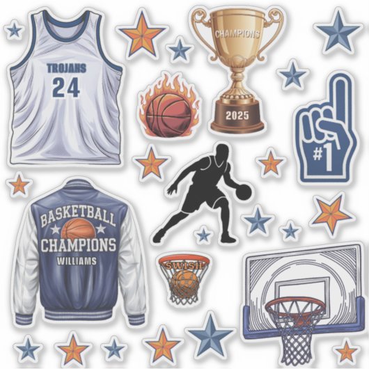 Basketbal Scrapbook Stickers (Voorkant)