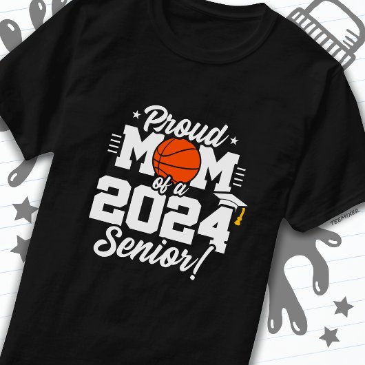 Basketbal Senior Class 2024 Afstuderen Trots Moede T-shirt