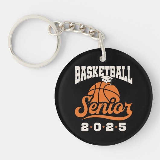 Basketbal Senior Klasse van 2025 Afstuderen Sleutelhanger (Voorkant)