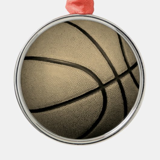 Basketbal Sepia Kleur Retro  Stijl Metalen Ornament (Voorkant)