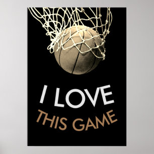 Basketbal Sepia Tinten Retro Uitzicht Poster