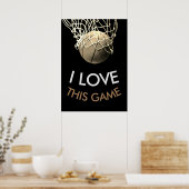 Basketbal Sepia Tinten Retro Uitzicht Poster (Keuken)