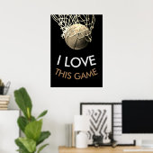 Basketbal Sepia Tinten Retro Uitzicht Poster (Thuiskantoor)