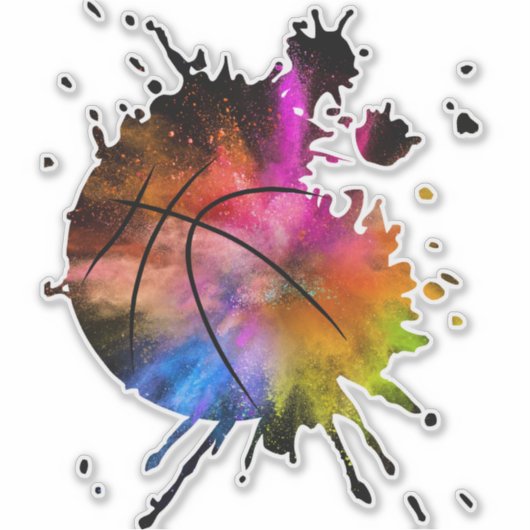 basketbal shirt bal graffiti Silhouette Sticker (Voorkant)