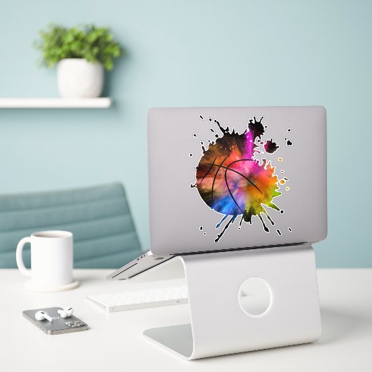 basketbal shirt bal graffiti Silhouette Sticker (Laptop op bureau)