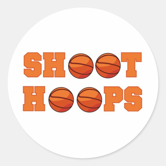 Basketbal Shoot Hoops T-shirts en geschenken Ronde Sticker (Voorkant)