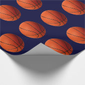 Basketbal Sinaasappel & Blauw Kerst Wrapping Papie Cadeaupapier (Hoek)