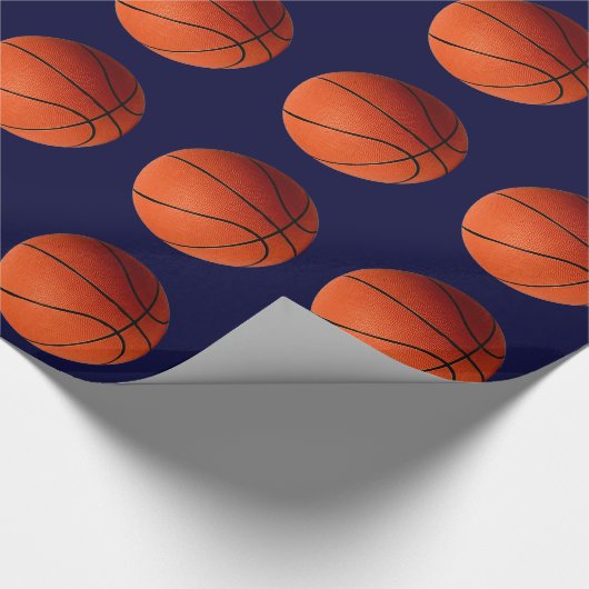 Basketbal Sinaasappel & Blauw Kerst Wrapping Papie Cadeaupapier (Hoek)