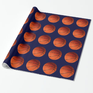 Basketbal Sinaasappel & Blauw Kerst Wrapping Papie Cadeaupapier