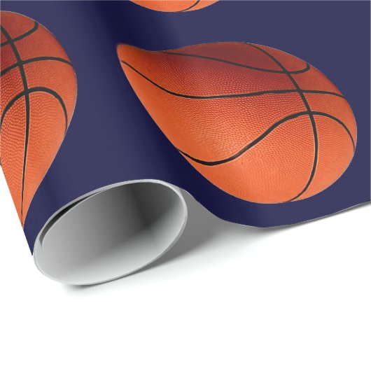 Basketbal Sinaasappel & Blauw Kerst Wrapping Papie Cadeaupapier (Rol Hoek)