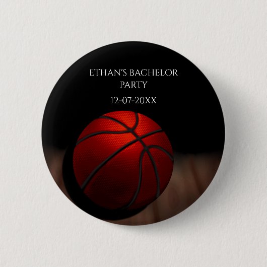 Basketbal Sinaasappel Zwart Bachelor / Verjaardags Ronde Button 5,7 Cm (Voorkant)