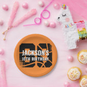 Basketbal Sinaasappel Zwart Verjaardagsfeestje Papieren Bordje (Feest)
