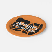 Basketbal Sinaasappel Zwart Verjaardagsfeestje Papieren Bordje (Gekanteld)