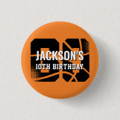 Basketbal Sinaasappel Zwarte Verjaardag gepersonal Ronde Button 3,2 Cm (Voorkant)