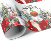 Basketbal Sinterklaas met Sneeuwman voor Kerstmis Cadeaupapier (Rol Hoek)