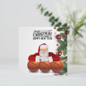 Basketbal Sinterklaas Vrolijk Kerstfeest Nieuwjaar Kaart (Staand voorkant)