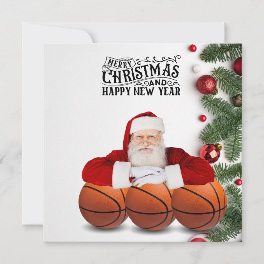 Basketbal Sinterklaas Vrolijk Kerstfeest Nieuwjaar Kaart (Voorkant)