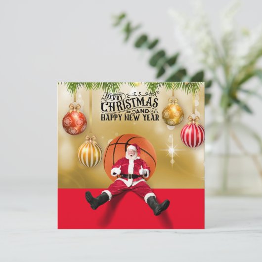 Basketbal Sinterklaas Vrolijk Kerstfeest Nieuwjaar Kaart (Staand voorkant)