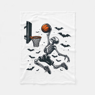 Basketbal Skelet Halloween Skeleton Basketbal Fleece Deken