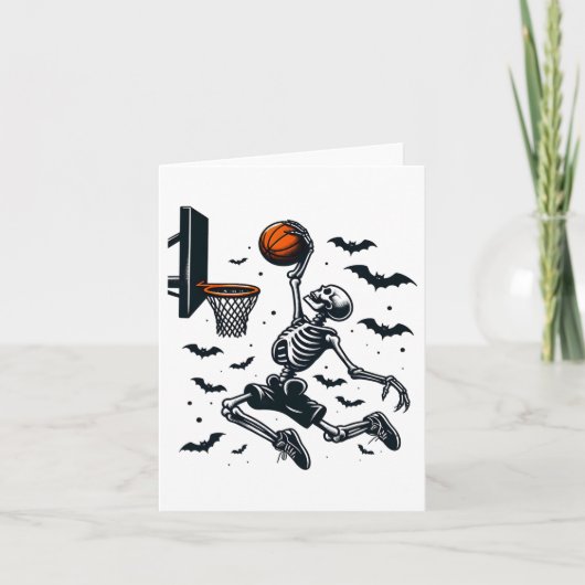 Basketbal Skelet Halloween Skeleton Basketbal Kaart (Voorkant)