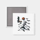 Basketbal Skelet Halloween Skeleton Basketbal Magneet (Voorkant / Achterkant)