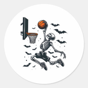 Basketbal Skelet Halloween Skeleton Basketbal Ronde Sticker