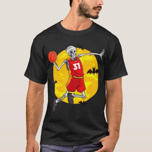Basketbal Skeleton Grappig Halloween Kostuum Sport T-shirt (Voorkant)