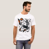 Basketbal Skeleton Halloween Speler T-shirt (Voorkant volledig)