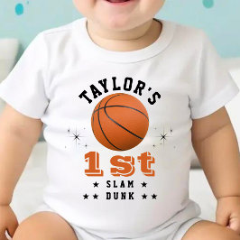 Basketbal Slam Dunk 1e Verjaardagsfeestje Romper