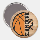 Basketbal Slam Dunk gepersonaliseerd Magneet (Voorkant / Achterkant)