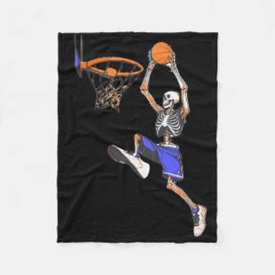 Basketbal Slam Dunk Skeleton Halloween Fleece Deken