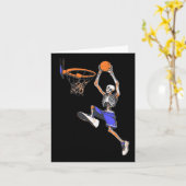 Basketbal Slam Dunk Skeleton Halloween Kaart (Gele Bloem)