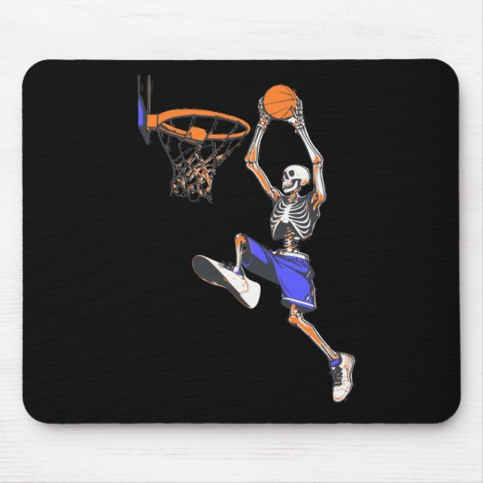 Basketbal Slam Dunk Skeleton Halloween Muismat (Voorkant)