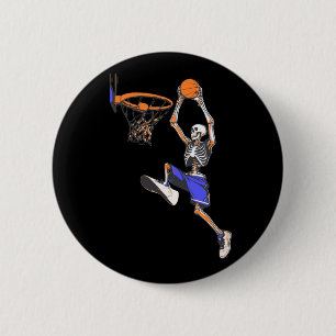 Basketbal Slam Dunk Skeleton Halloween Ronde Button 5,7 Cm