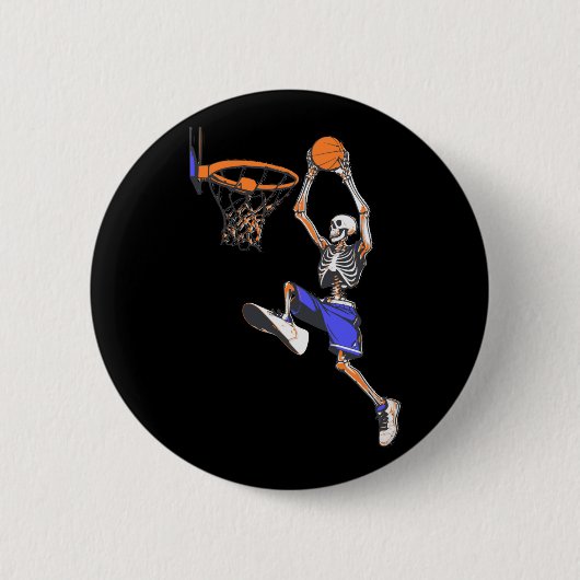 Basketbal Slam Dunk Skeleton Halloween Ronde Button 5,7 Cm (Voorkant)