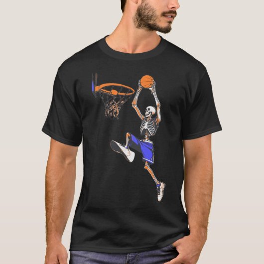 Basketbal Slam Dunk Skeleton Halloween T-shirt (Voorkant)