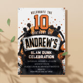 Basketbal Slam Dunk Verjaardagsfeestje Uitnodiging