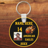 Basketbal Sleutelhangers met Flame Foto B@G (Voorkant)
