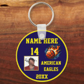 Basketbal Sleutelhangers met Flame Foto B@R (Voorkant)