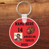 Basketbal Sleutelhangers met Flame Foto Rood (Voorkant)