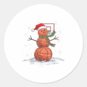 Basketbal Sneeuwman _1 Ronde Sticker (Voorkant)
