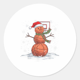 Basketbal Sneeuwman _1 Ronde Sticker