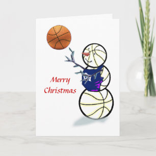 Basketbal Sneeuwman Kerst Kaarten